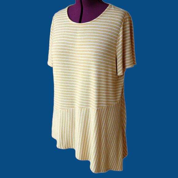 Lane Bryant Sunshine Striped Tunic Top 18 / 20 lightweight sweater short sleeves - Picture 12 of 12